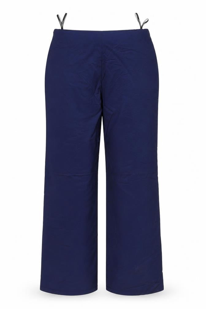 Front view of Nicowa women’s blue polyamide trousers, size UK 14, 31-inch leg regular zip