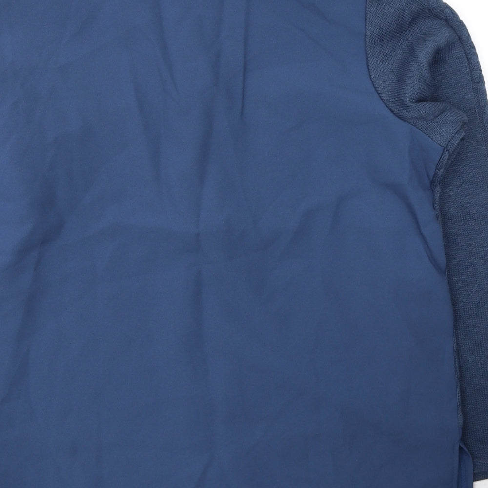 Brand and care label for Dakon women’s blue polyester basic button-up, size UK 18, v-neck