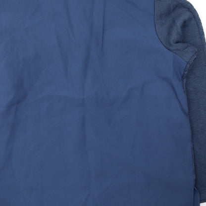 Brand and care label for Dakon women’s blue polyester basic button-up, size UK 18, v-neck