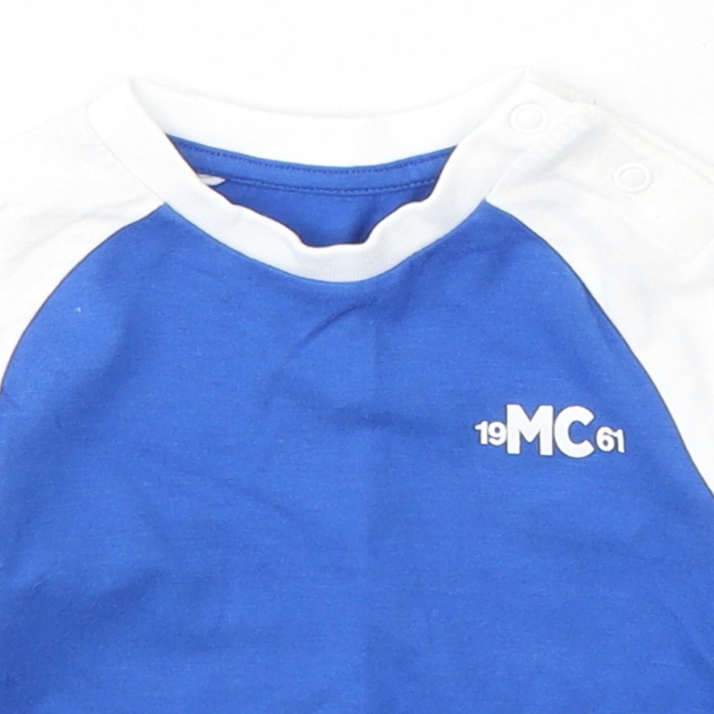 Mothercare Boys Blue Colourblock Cotton Pullover Casual Size 3-6 Months Round Neck Pullover