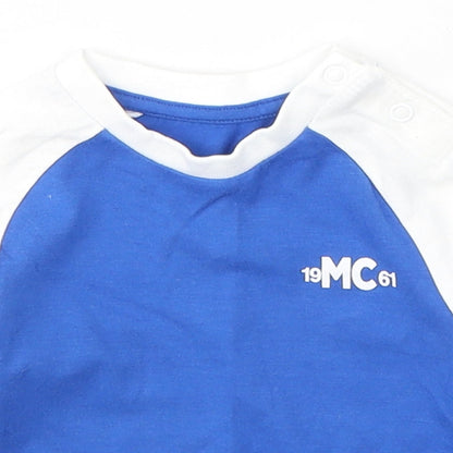 Mothercare Boys Blue Colourblock Cotton Pullover Casual Size 3-6 Months Round Neck Pullover