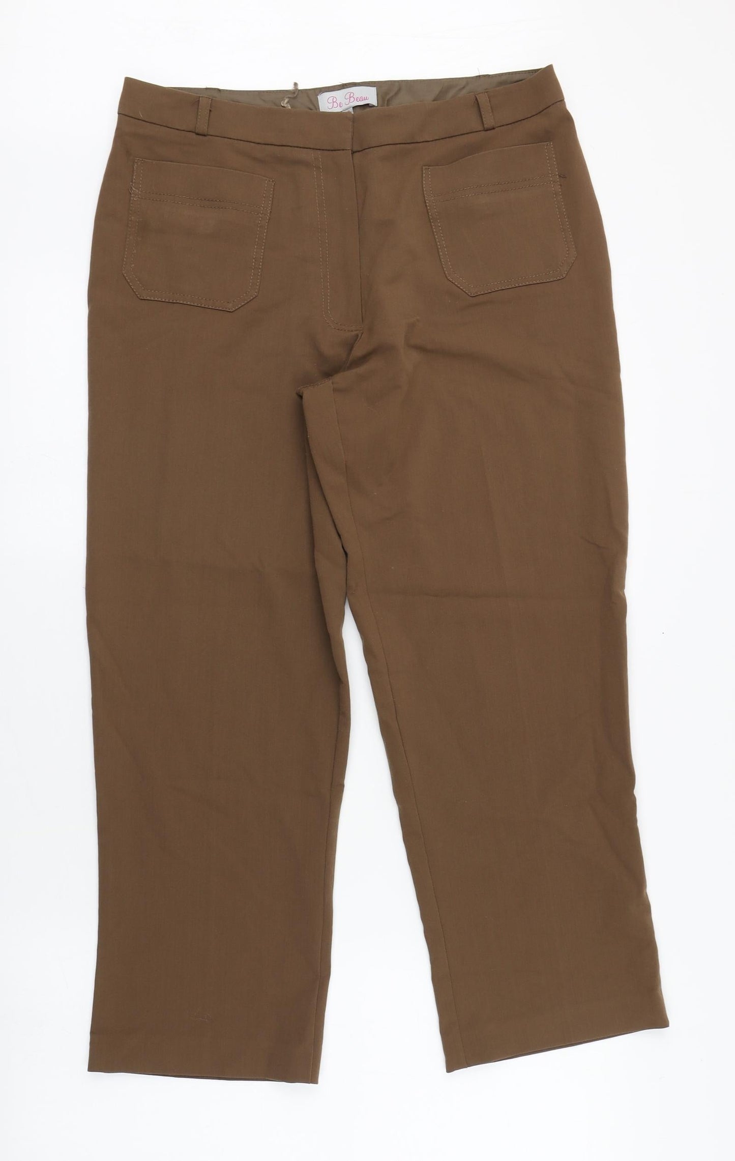 Be Beau Womens Brown  Polyester Trousers  Size 12 L25 in Regular Zip