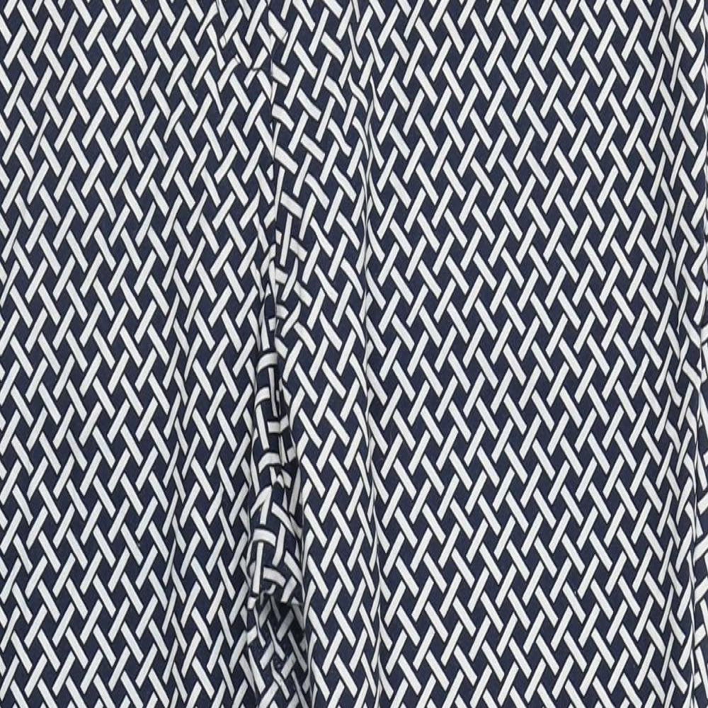 F&F Womens Blue Herringbone Cotton Carrot Trousers Size 12 L27 in Regular Zip