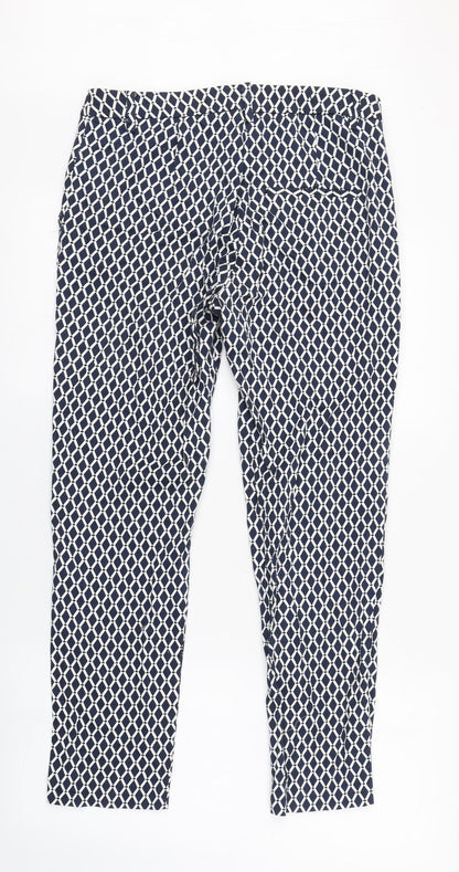Womens UK Size 10 H&M Regular Fit Carrot Blue Trousers