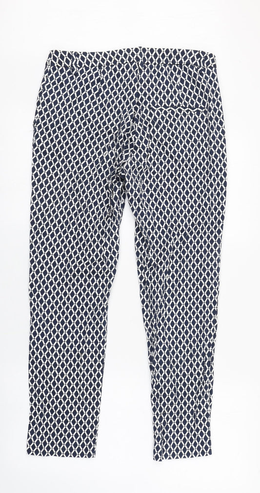 Womens UK Size 10 H&M Regular Fit Carrot Blue Trousers
