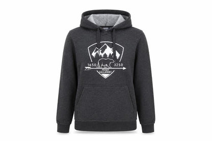 Front view of Clique women’s grey polyester pullover hoodie, size XS, - bear peisey vallandry