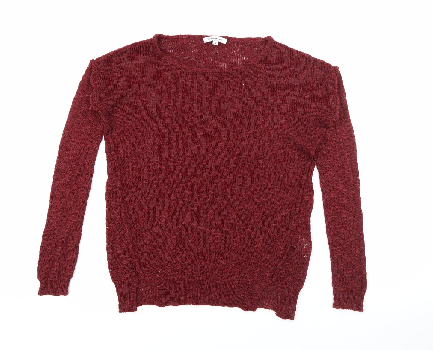Glamerous Womens Red Boat Neck  Acrylic Pullover Jumper Size S