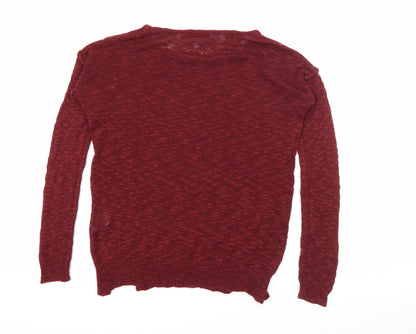Glamerous Womens Red Boat Neck  Acrylic Pullover Jumper Size S