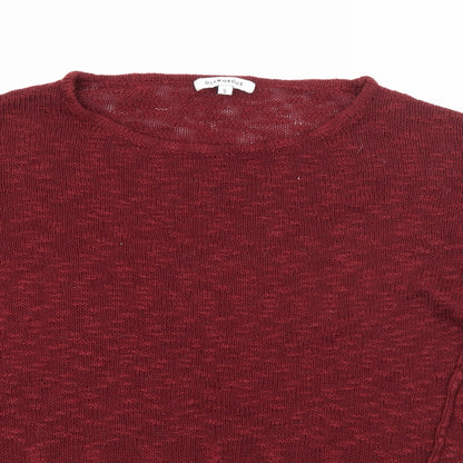 Glamerous Womens Red Boat Neck  Acrylic Pullover Jumper Size S