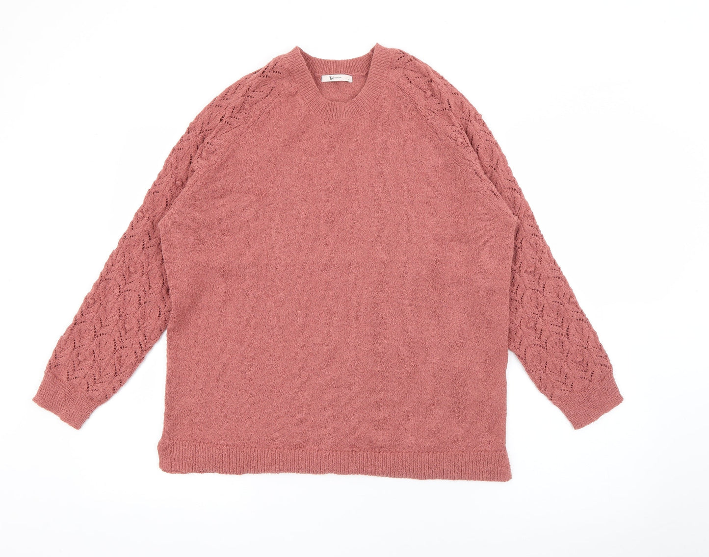 TU Womens Red Crew Neck  Polyester Pullover Jumper Size 14