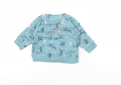 TU Baby Blue Geometric Cotton Pullover Jumper Size 0-3 Months  Snap