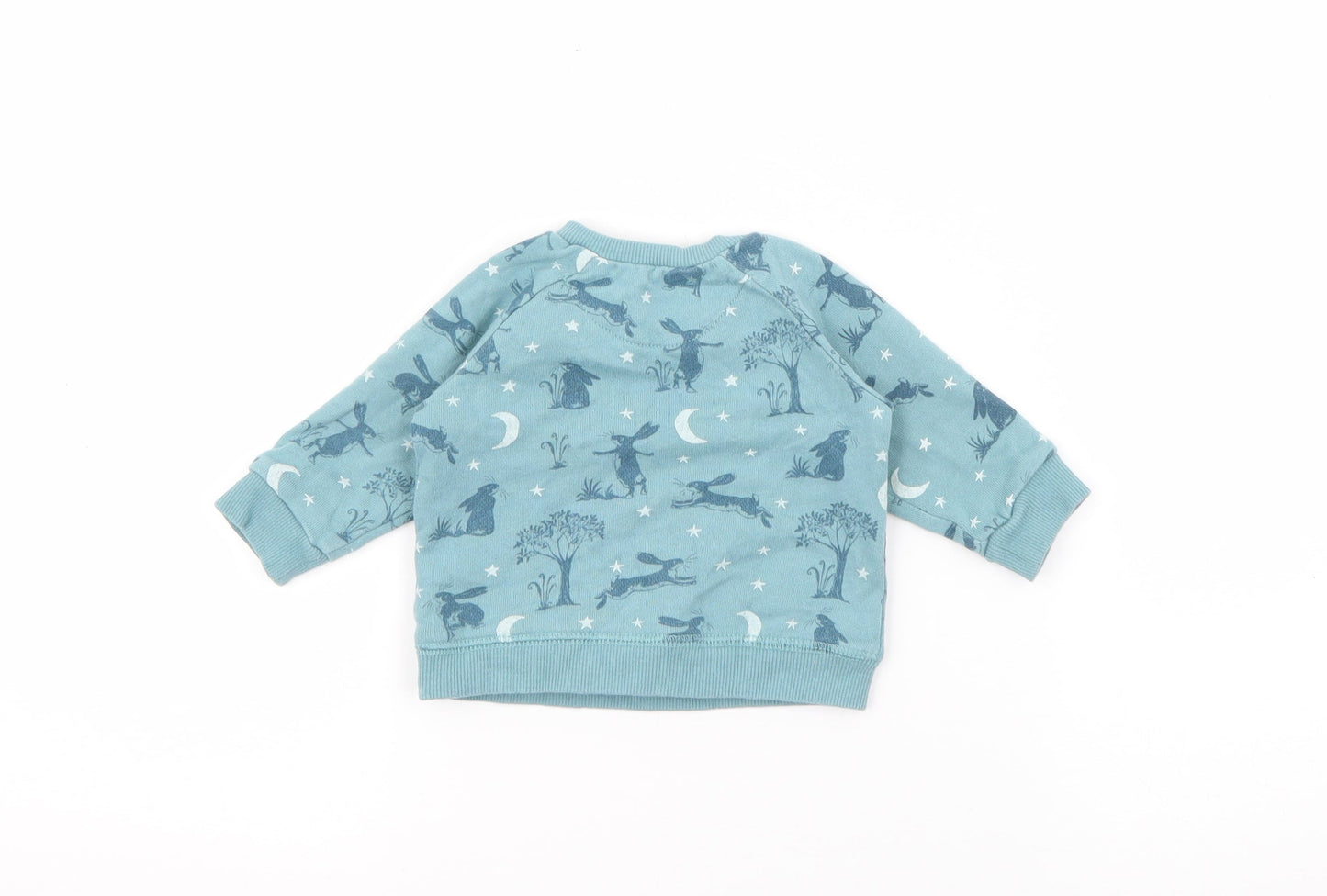 TU Baby Blue Geometric Cotton Pullover Jumper Size 0-3 Months  Snap