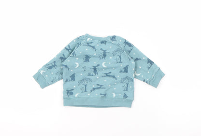 TU Baby Blue Geometric Cotton Pullover Jumper Size 0-3 Months  Snap