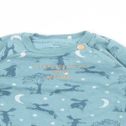 TU Baby Blue Geometric Cotton Pullover Jumper Size 0-3 Months  Snap