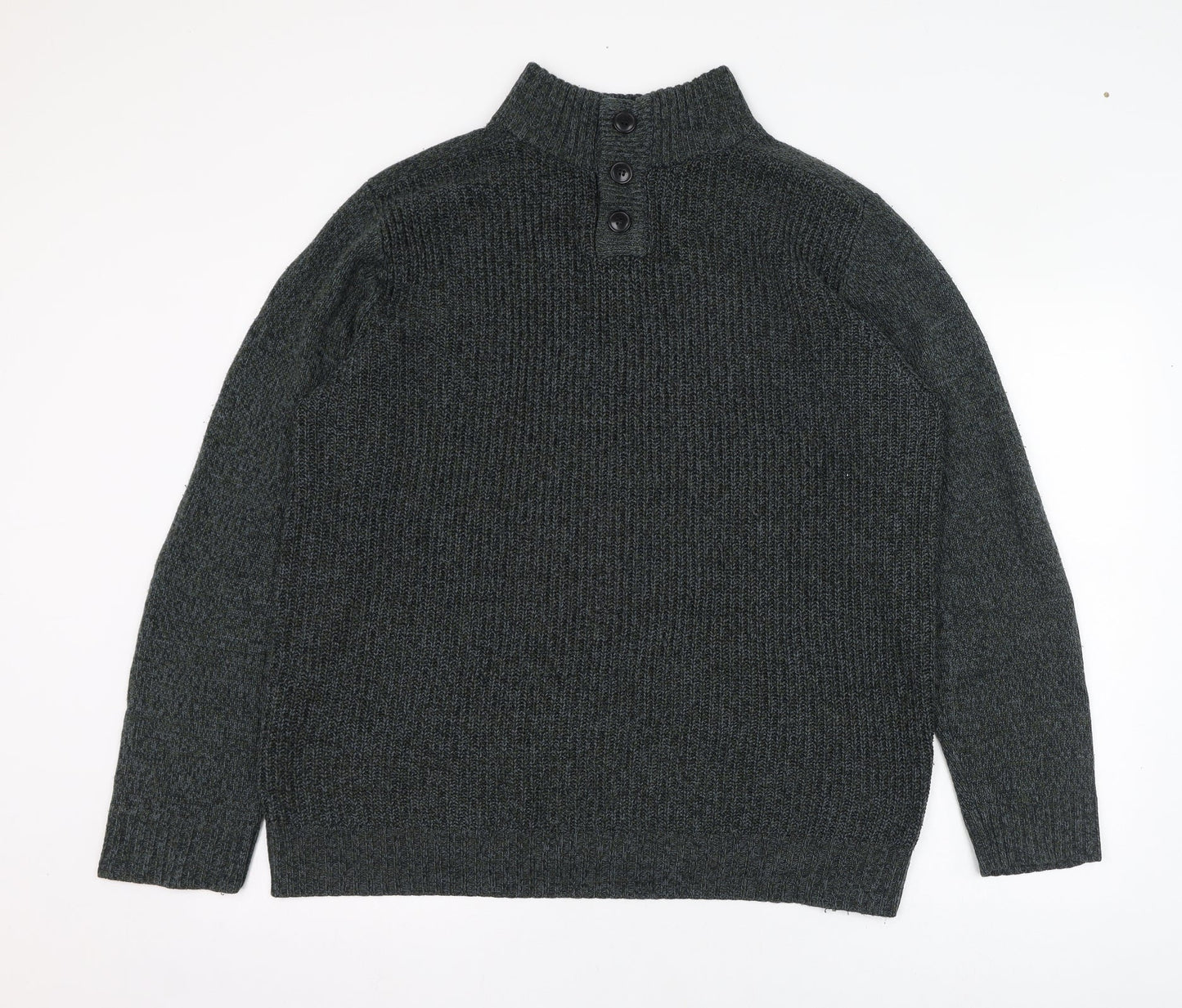 George Womens Green Mock Neck  Acrylic Pullover Jumper Size L