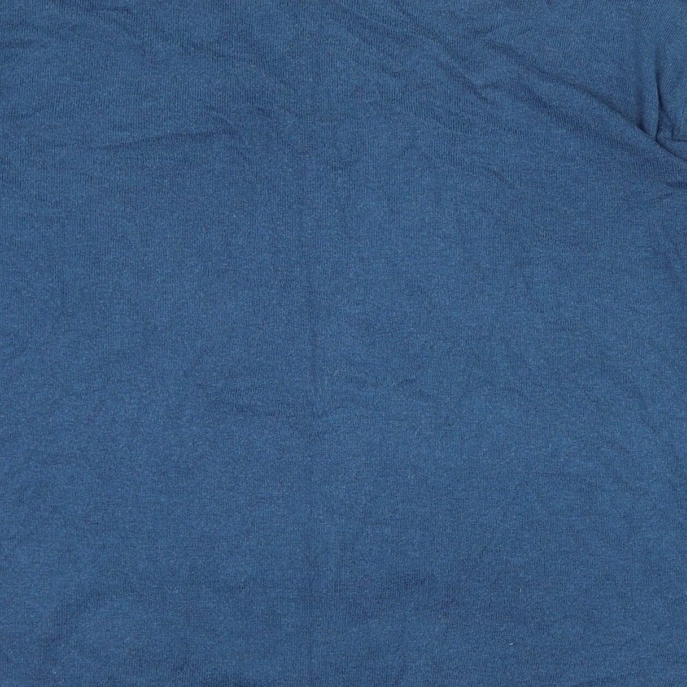 H&M Mens Blue V-Neck  Polyester Pullover Jumper Size L