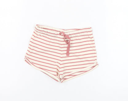 H&M Girls Ivory Striped Cotton Cropped Trousers Size 9-12 Months  Pullover