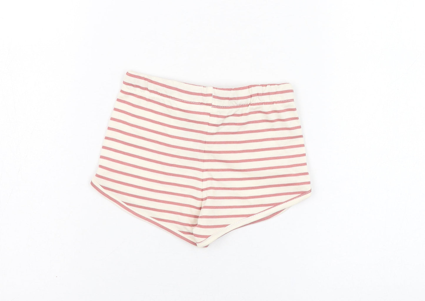 H&M Girls Ivory Striped Cotton Cropped Trousers Size 9-12 Months  Pullover