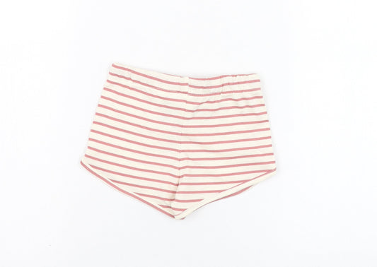 H&M Girls Ivory Striped Cotton Cropped Trousers Size 9-12 Months  Pullover