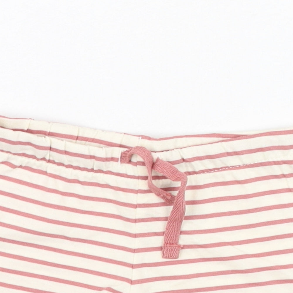H&M Girls Ivory Striped Cotton Cropped Trousers Size 9-12 Months  Pullover