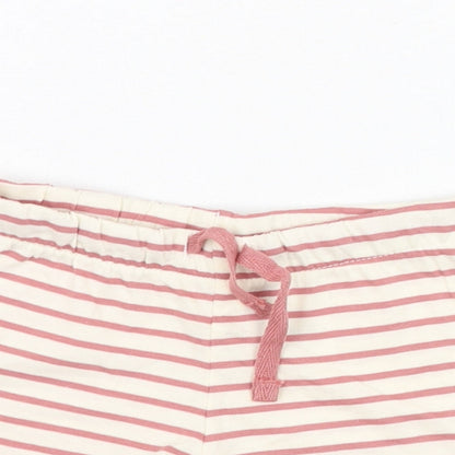 H&M Girls Ivory Striped Cotton Cropped Trousers Size 9-12 Months  Pullover