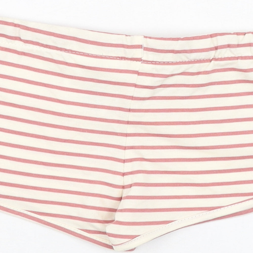 H&M Girls Ivory Striped Cotton Cropped Trousers Size 9-12 Months  Pullover