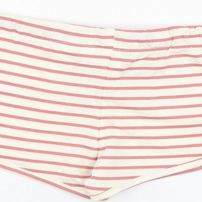H&M Girls Ivory Striped Cotton Cropped Trousers Size 9-12 Months  Pullover