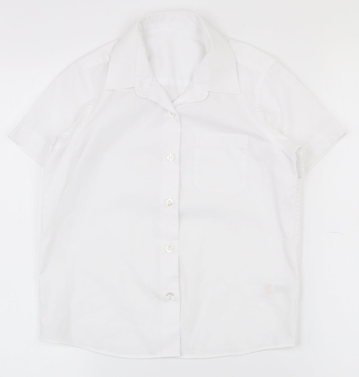 Additional front view of Dunnes girls’ white polyester basic button-up, size 5-6, years collared button - school wear