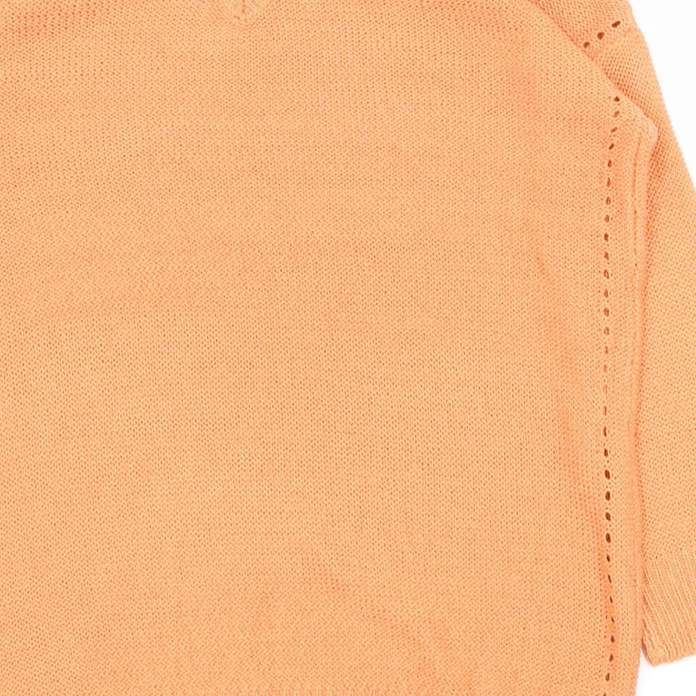 Intuition Womens Orange V-Neck  Acrylic Pullover Jumper Size 12   - 12-14, Open shoulders