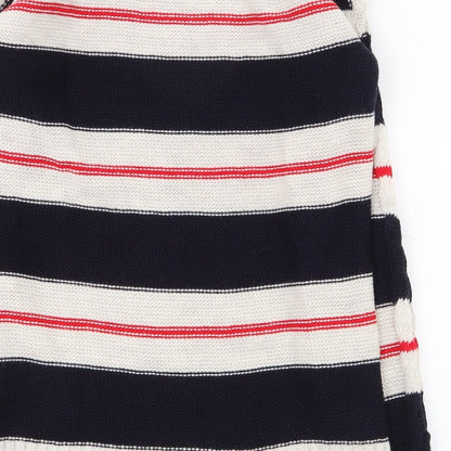 Brand and care label for Grace women’s multicoloured round neck striped acrylic jumper, size S