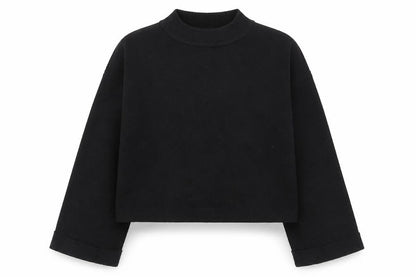 Front view of Zara girls’ black high neck polyester jumper, size 11-12, years magnetic