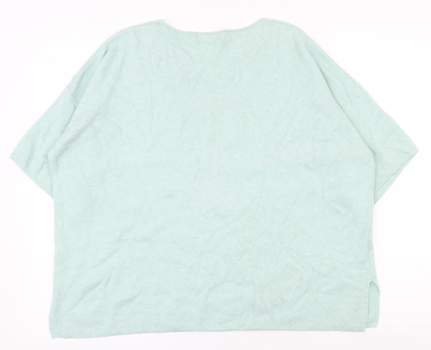 F&F Womens Green V-Neck  Viscose Pullover Jumper Size M