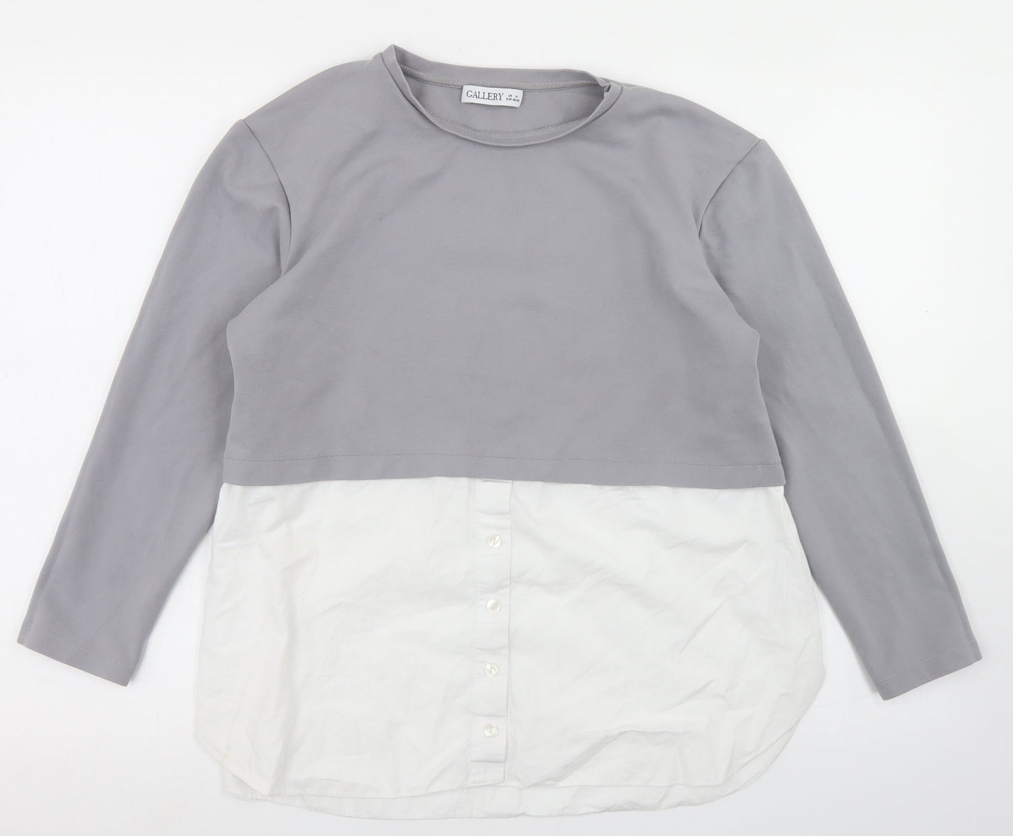 Womens UK Size M Gallery Grey Basic Blouse