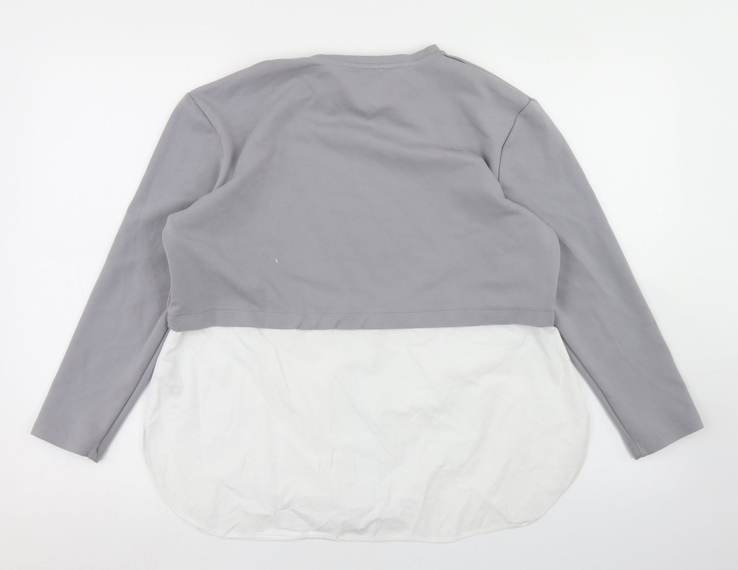 Womens UK Size M Gallery Grey Basic Blouse