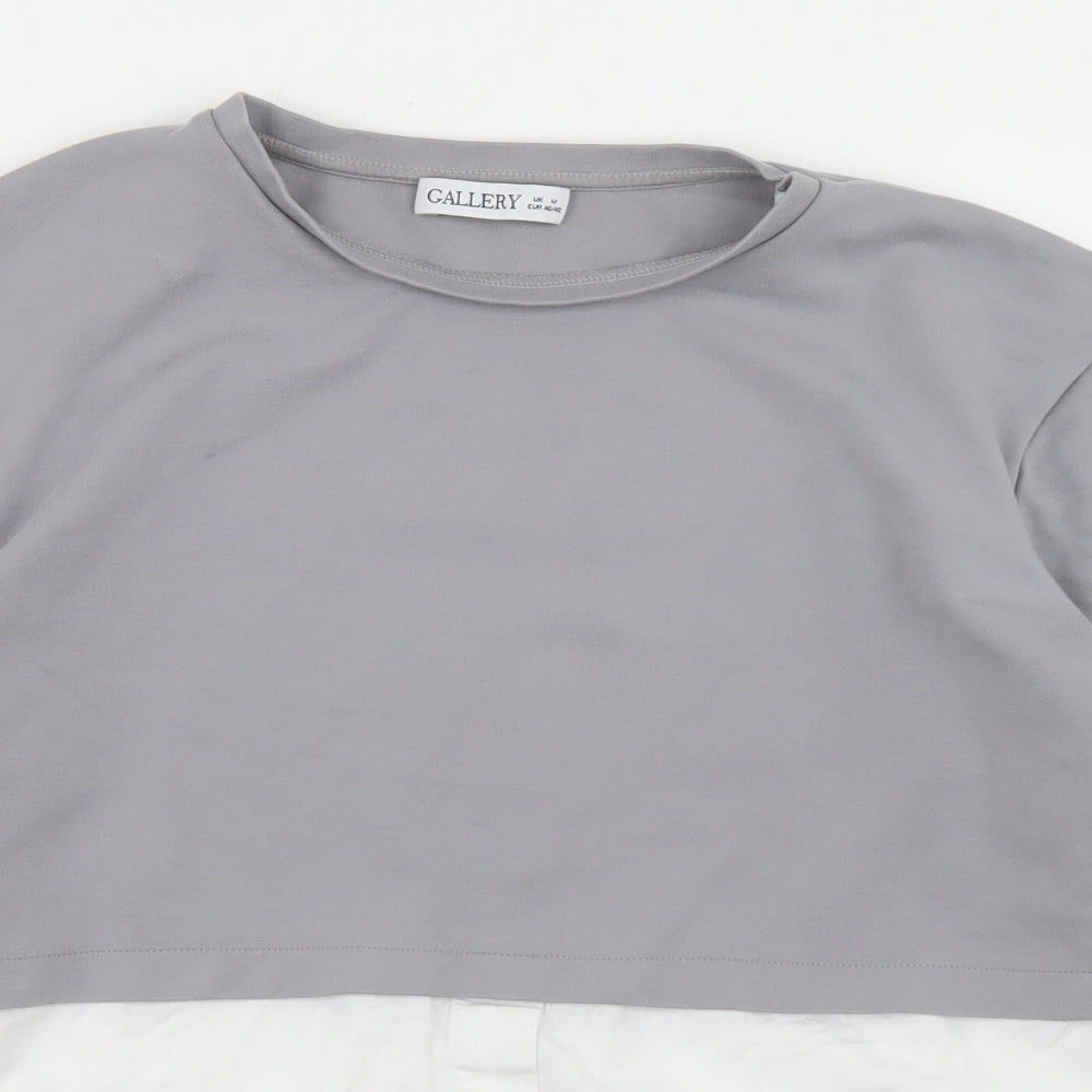 Womens UK Size M Gallery Grey Basic Blouse
