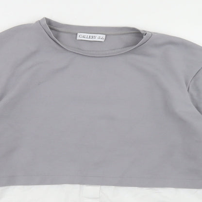 Womens UK Size M Gallery Grey Basic Blouse