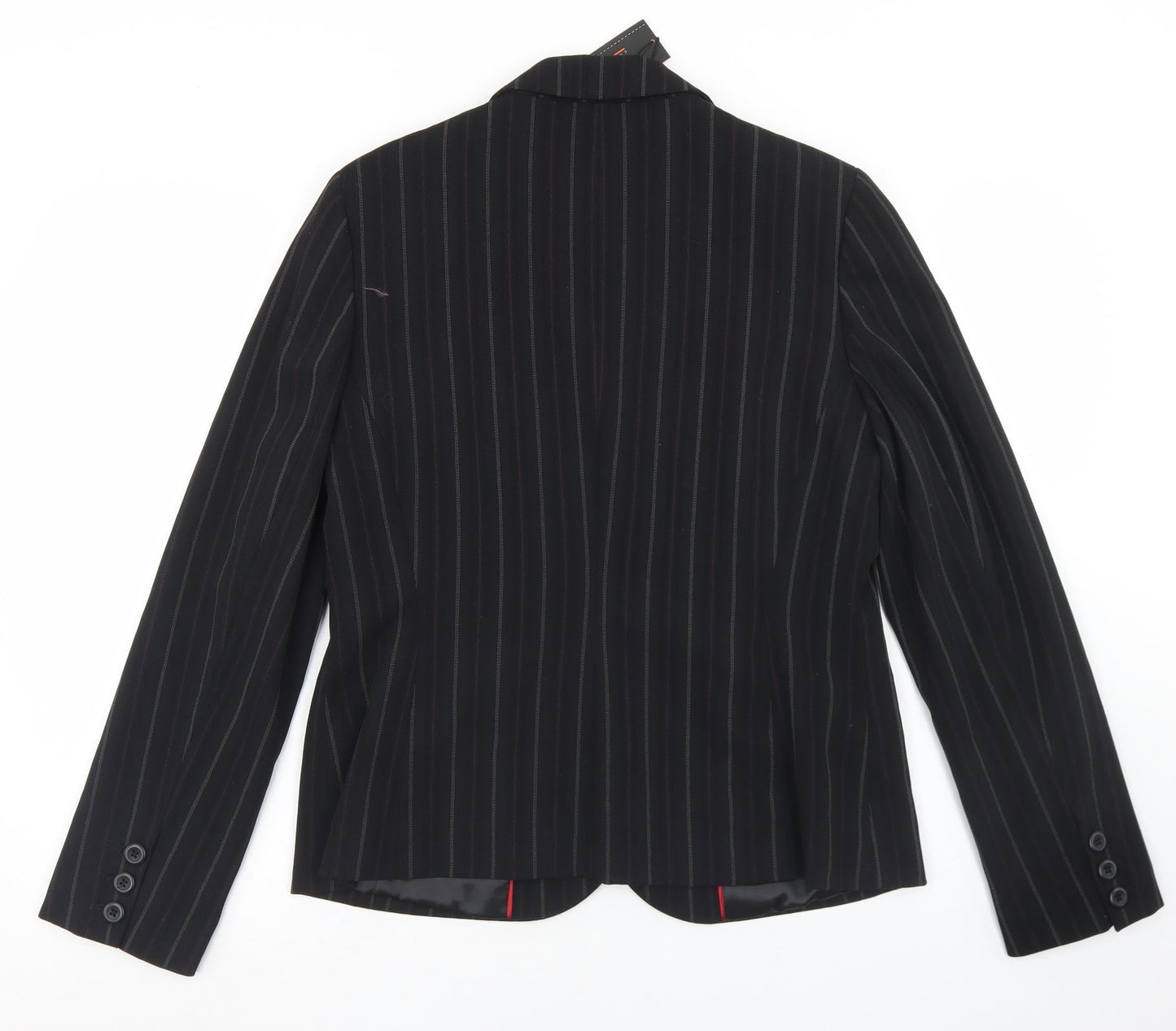 New Look Womens Black Striped Polyester Jacket Blazer Size 16