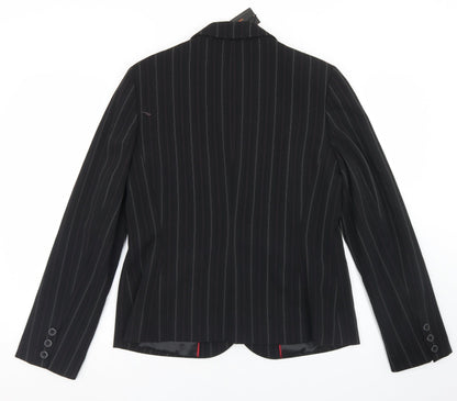 New Look Womens Black Striped Polyester Jacket Blazer Size 16