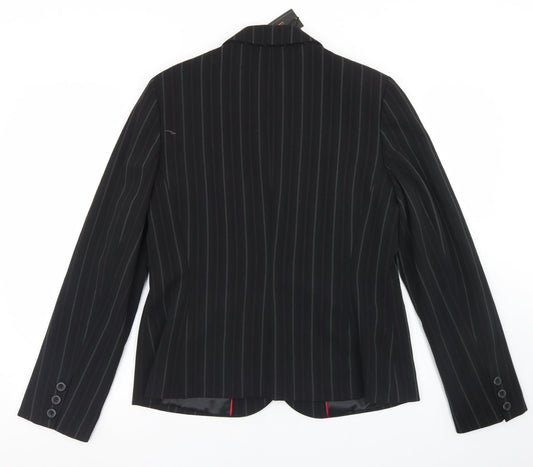 New Look Womens Black Striped Polyester Jacket Blazer Size 16
