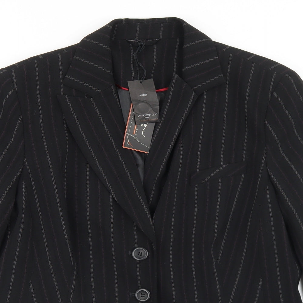 New Look Womens Black Striped Polyester Jacket Blazer Size 16