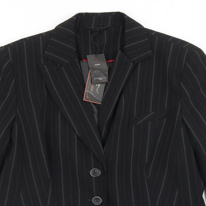 New Look Womens Black Striped Polyester Jacket Blazer Size 16