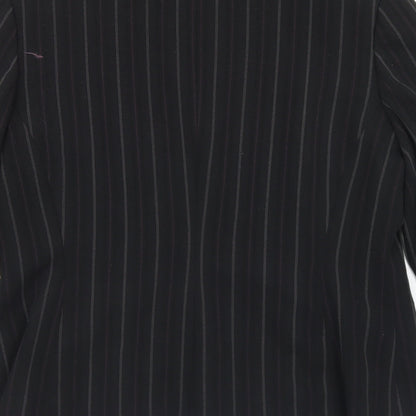 New Look Womens Black Striped Polyester Jacket Blazer Size 16
