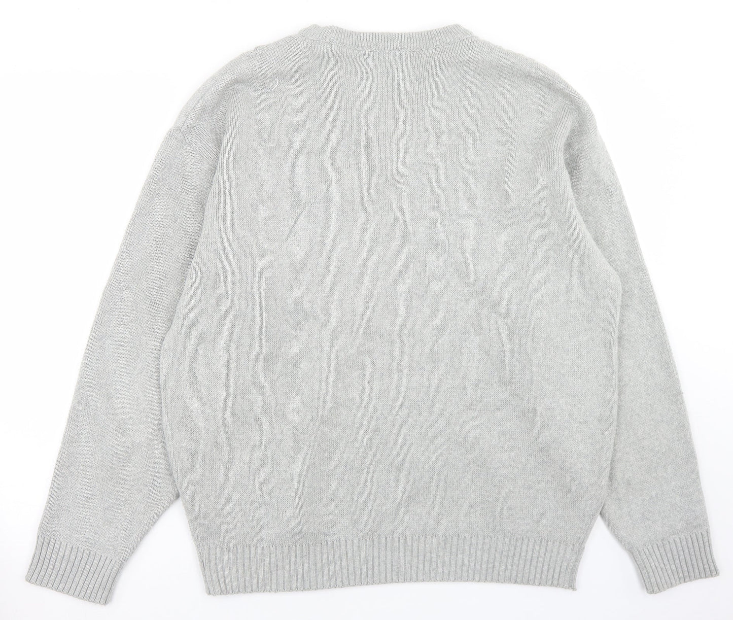 Carson Mens Grey V-Neck  Cotton Pullover Jumper Size L