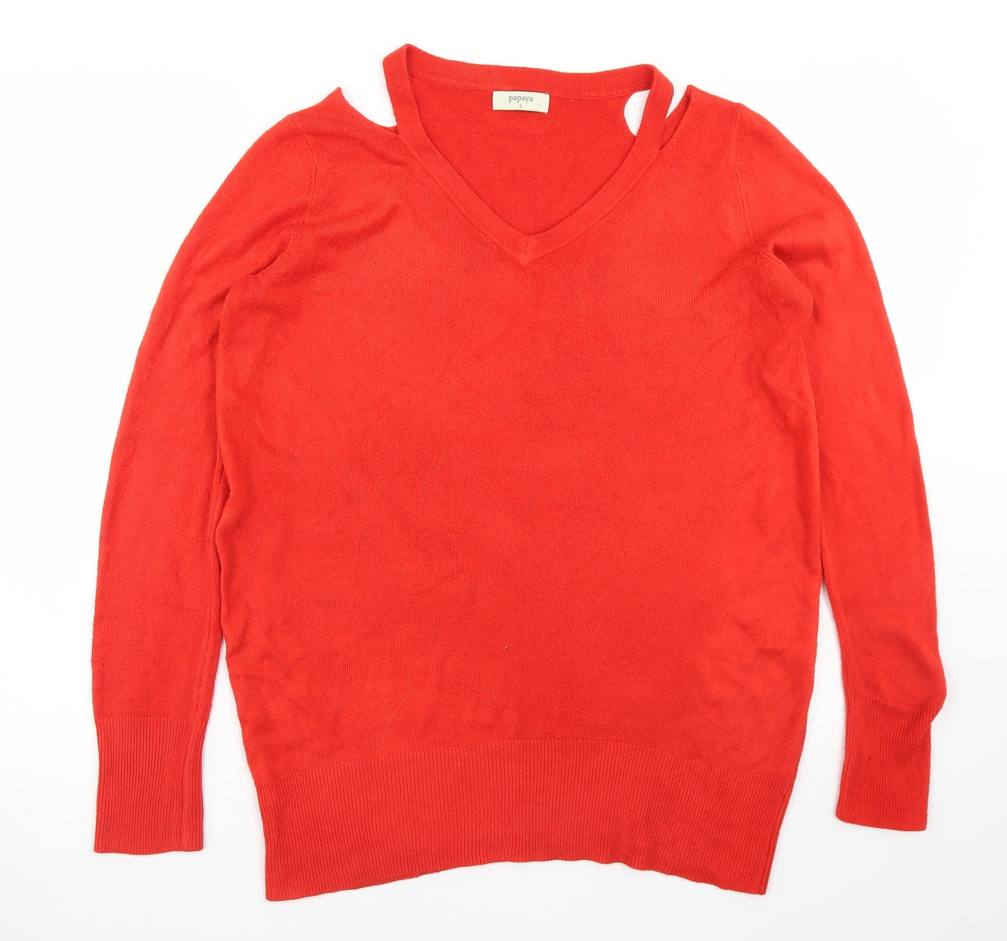 Womens UK Size S Papaya Red Pullover Jumper