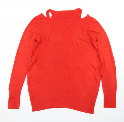 Womens UK Size S Papaya Red Pullover Jumper