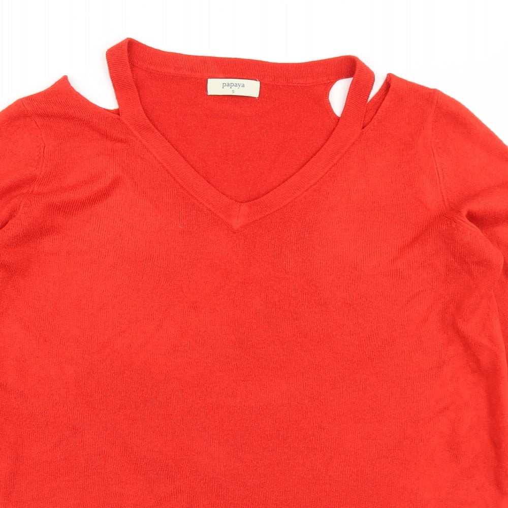 Womens UK Size S Papaya Red Pullover Jumper