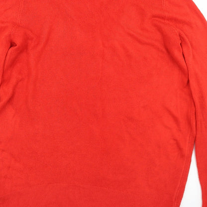 Womens UK Size S Papaya Red Pullover Jumper