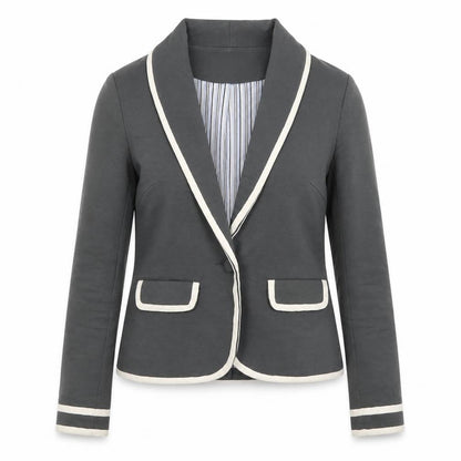 Front view of Simon Jeffrey women’s grey cotton jacket blazer, size UK 10