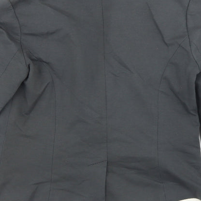 Brand and care label for Simon Jeffrey women’s grey cotton jacket blazer, size UK 10