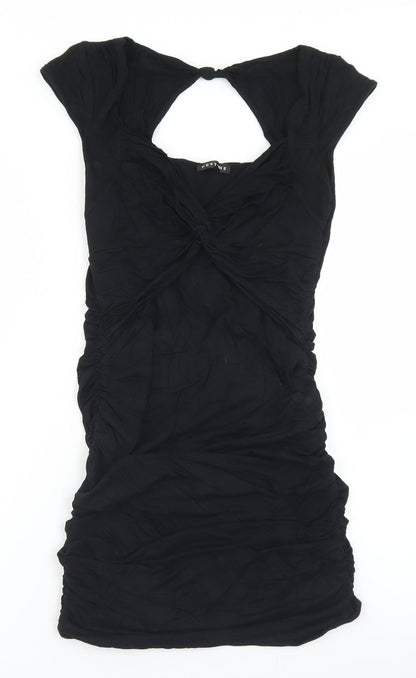 West One Womens Black  Viscose Bodycon  Size 8  Round Neck
